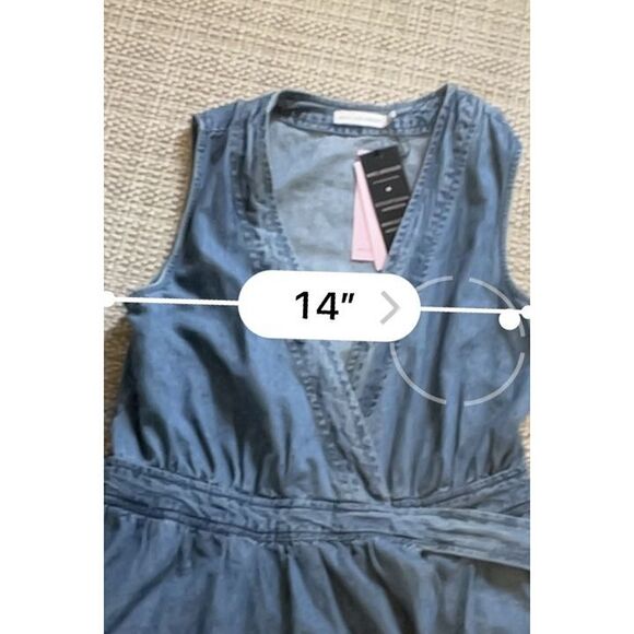 NWT Avec Les Filles Anthropologie Tie Waist Wrap Denim Mini Dress Size 2 $158 - Picture 7 of 11